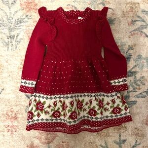 Max Studio Red and White Knit Kids Dress